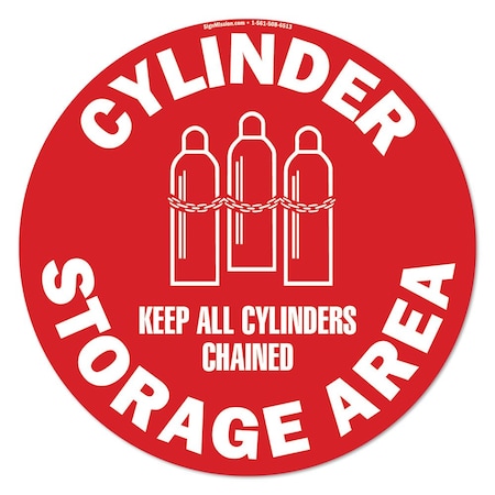 Signmission Keep Cylinders Chained 16in Non-Slip Floor Marker, 6PK, 16 in L, 16 in H, FD-C-16-6PK-99920 FD-C-16-6PK-99920